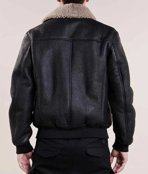 Men's Black Bomber Shearling Leather Jacket
