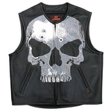 Hot Leathers Club Style 'Jumbo Skull' Biker Vest w/ Concealed Carry