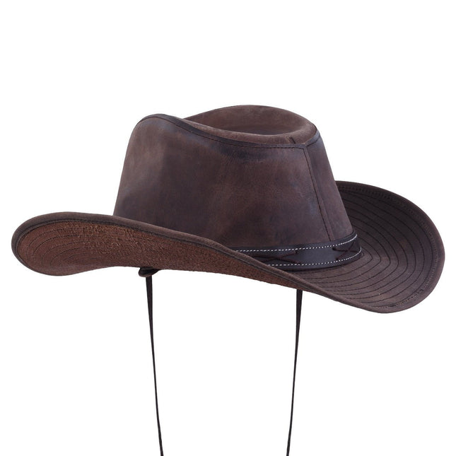 Distressed Brown Outback Leather Western Hat