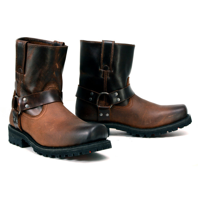ML Full Grain Two-Tone Easy Pull-On Motorcycle Harness Boots