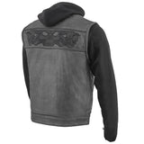 Milwaukee Leather 2 in 1 Removable Hoodie Biker Vest With Reflective Skulls