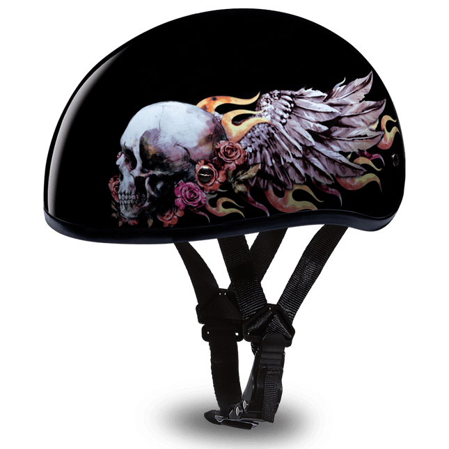 D6-SKW D.O.T. DAYTONA SKULL CAP - W/ SKULL WINGS
