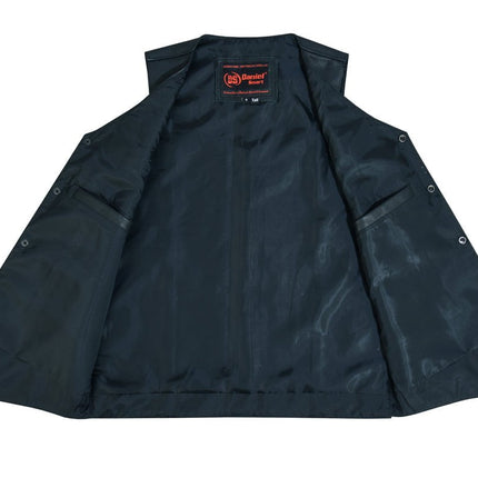 DS Men's Tall Classic Motorcycle Leather Vest - Black