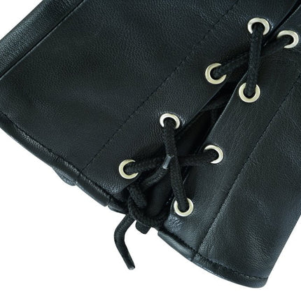 Women's Black Thigh High Leather Side Lace Leggings