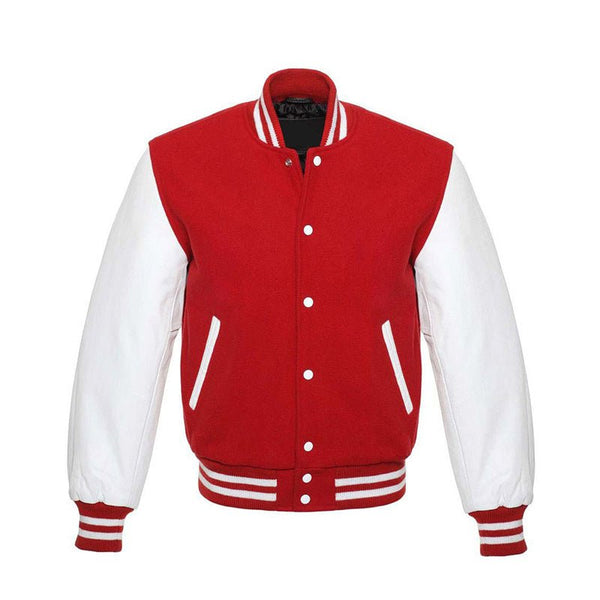 Men's Letterman Varsity Jacket Leather Sleeves - Red