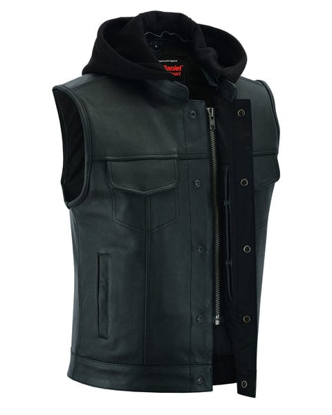 Men's Premium Naked Cowhide Removable Hooded Vest w/ Concealed Carry