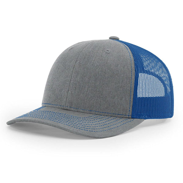 Richardson 112 Blue Mesh Twill Trucker Hat Snapback Cap - Grey