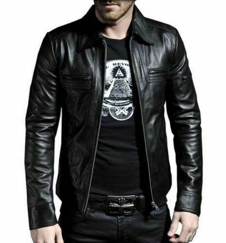 Being Human Men Leather Jacket Black Slim Fit Biker Leather Jacket