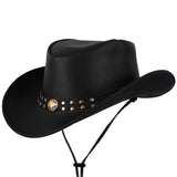 Cowhide Leather Black Cowboy Hat with Buffalo Nickel Band - MARA Leather