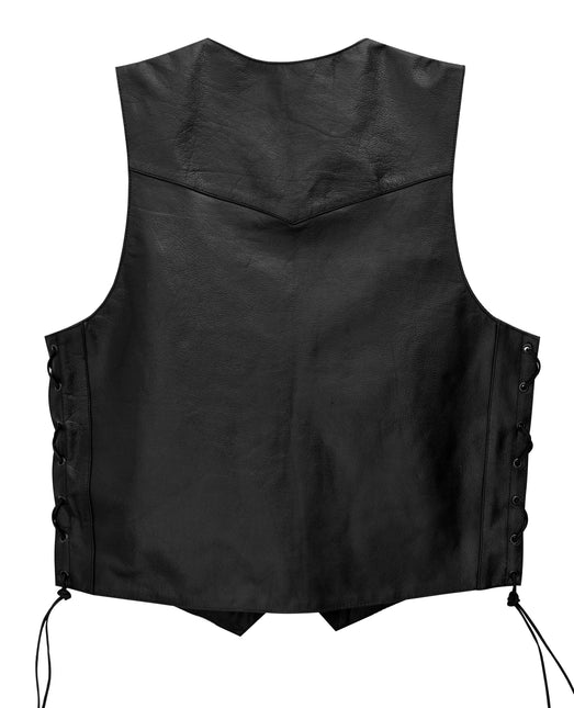 Men's Western Cut Classic Motorcycle Leather Adjustable Vest