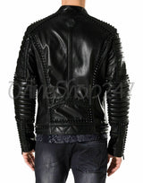 New Mens Philip Plein Black Punk Full Heavy Metal Spiked Studded Leather Jacket