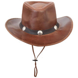 Classic Western Brown 100% Genuine Leather Fancy Unisex Cowboy Hat
