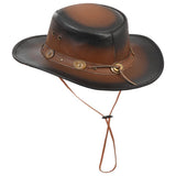 Large Brim Dual Tone Genuine Cow Leather Fancy Unisex Cowboy Hat