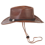 Classic Western Brown 100% Genuine Leather Fancy Unisex Cowboy Hat
