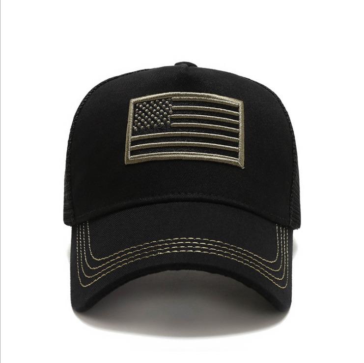 USA Flag Black Mesh Tactical Style Baseball Caps