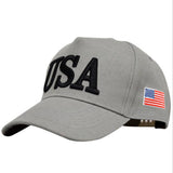 USA Flag Embroidered Cotton Soft Baseball Style Cap - Red