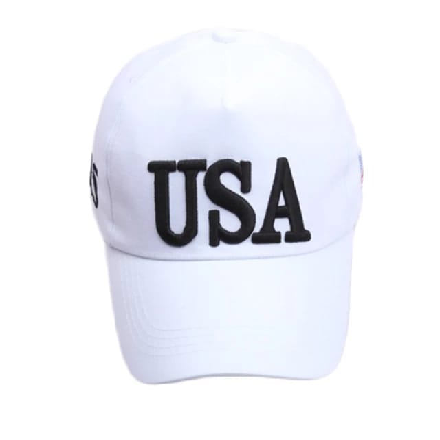 USA Flag Embroidered Cotton Soft Baseball Style Cap - Red