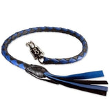 Long Motorcycle Whip Soft Genuine Cow Leather Black 1/2" Diameter