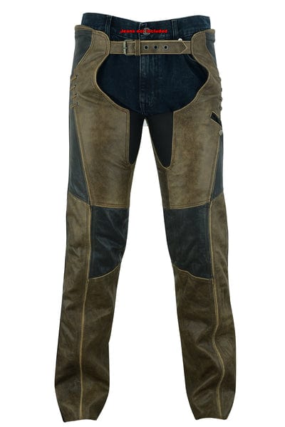 Women's Lightweight Two Tone Leather Motorcycle Hip Set Chaps