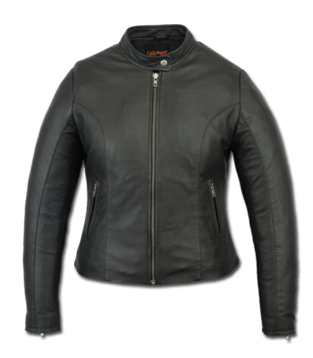 Women's Biker Style Lightweight Black Leather Jacket