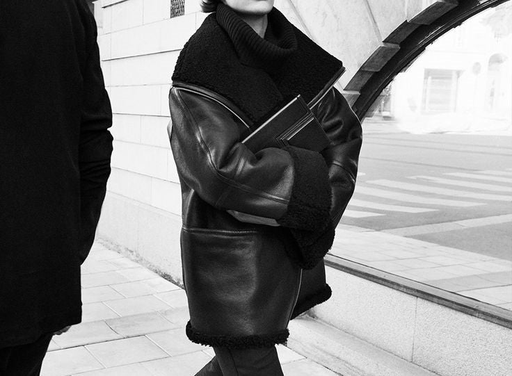 oversized aviator shearling jacket