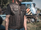 Leather Biker Vest In Brown: The Quintessential Statement Piece for Motorcyclists.