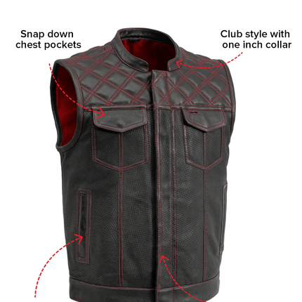 Downside Perforated Men's Motorcycle Leather Vest