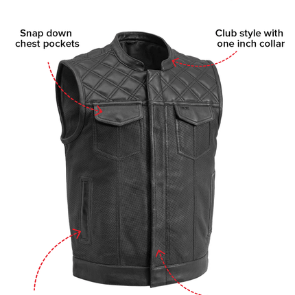 Downside Perforated Men's Motorcycle Leather Vest