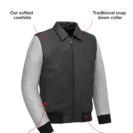 Moto Bomber Two Tone Men's Leather Jacket
