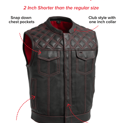 Upside Perforated Men's Club Style Leather Vest
