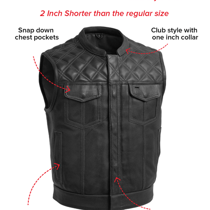 Upside Perforated Men's Club Style Leather Vest