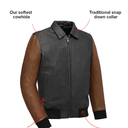 Moto Bomber Two Tone Men's Leather Jacket