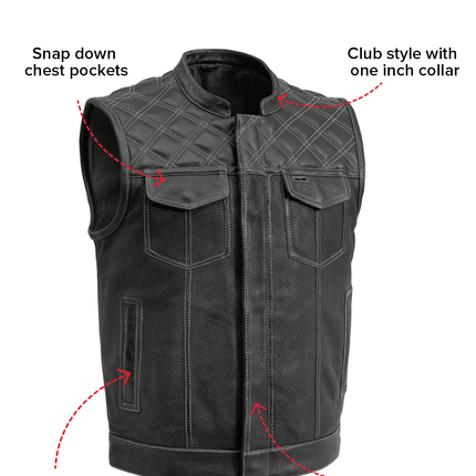 Downside Perforated Men's Motorcycle Leather Vest