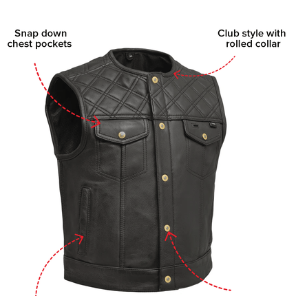 Shell Shock Men's Motorcycle Leather Vest (limited edition)
