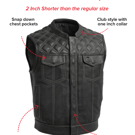 Upside Perforated Men's Club Style Leather Vest