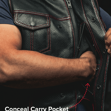 Lowside Men's Perforated Motorcycle Leather Vest