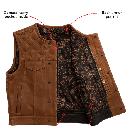 Timber Men's motorcycle leather vest (limited edition)