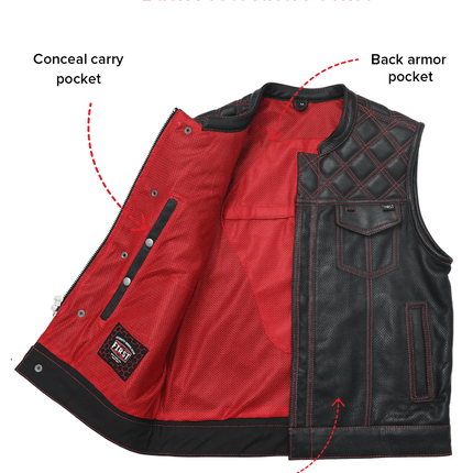 Downside Perforated Men's Motorcycle Leather Vest