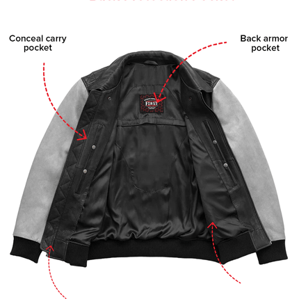 Moto Bomber Two Tone Men's Leather Jacket