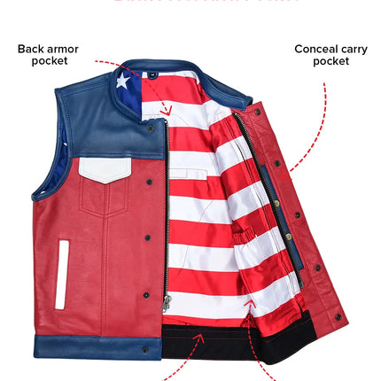 Patriot Rebel Men's Motorcycle Leather Vest