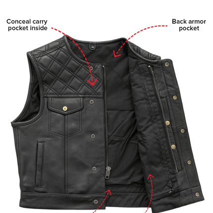 Shell Shock Men's Motorcycle Leather Vest (limited edition)