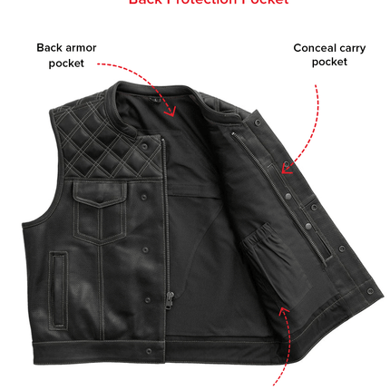 Upside Perforated Men's Club Style Leather Vest