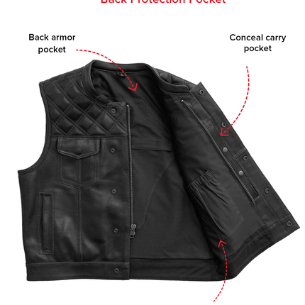 Upside Perforated Men's Club Style Leather Vest