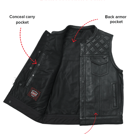 Downside Perforated Men's Motorcycle Leather Vest