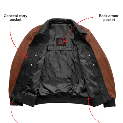 Moto Bomber Two Tone Men's Leather Jacket
