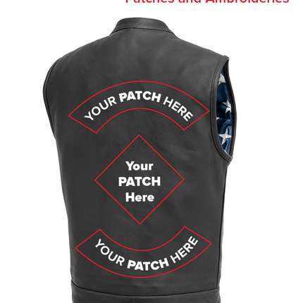 Born Free Men's Motorcycle Leather Vest - Black Stitch