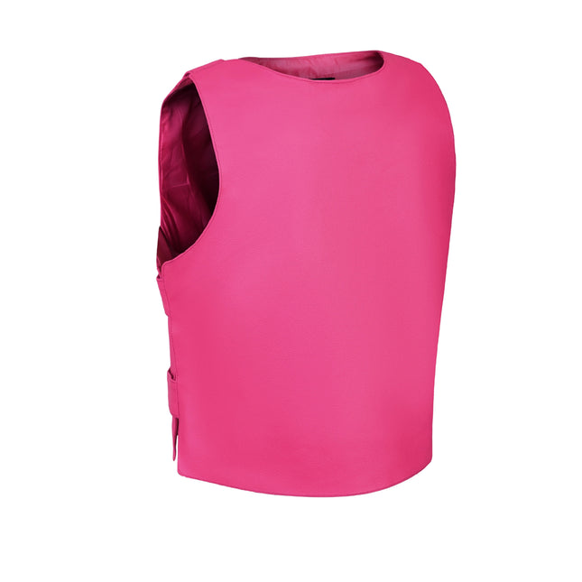 Women's SWAT Style Pink Leather Biker Vest