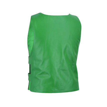 Men's Bulletproof Style Tactical Green Leather Biker Vest