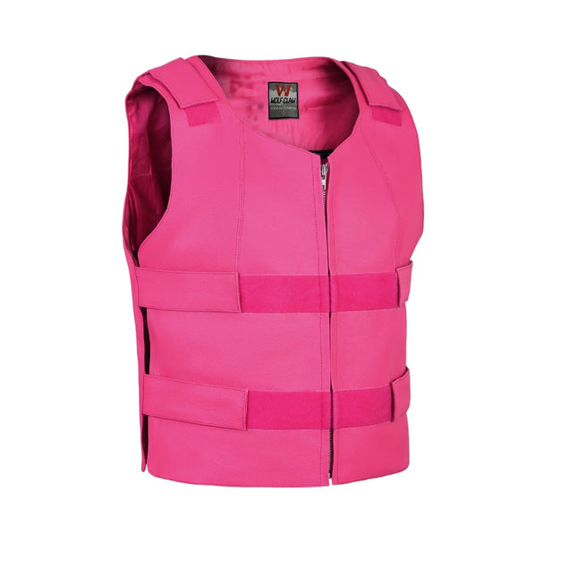 Women's SWAT Style Pink Leather Biker Vest