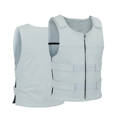 Men's Bulletproof Style White Leather Tactical Vest